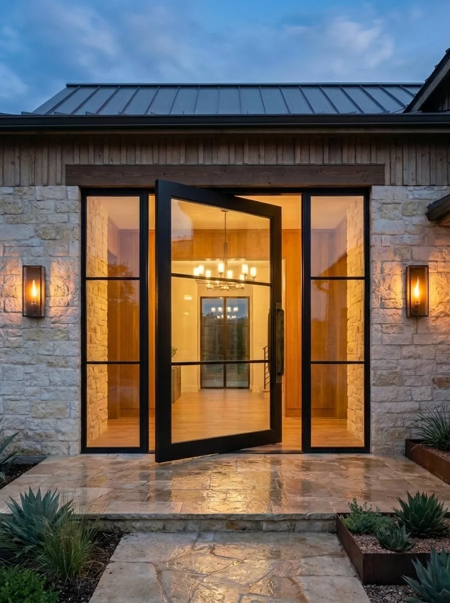 Glass pivot entry
