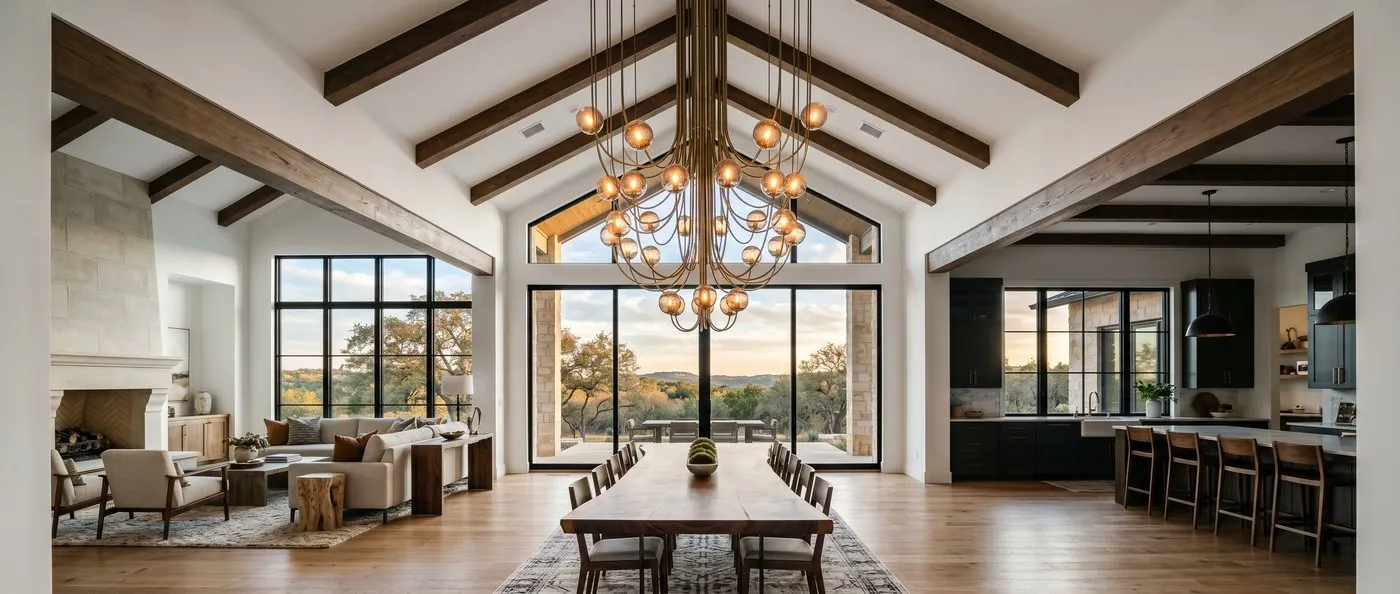 Aluminum window wall in a modern residential interior